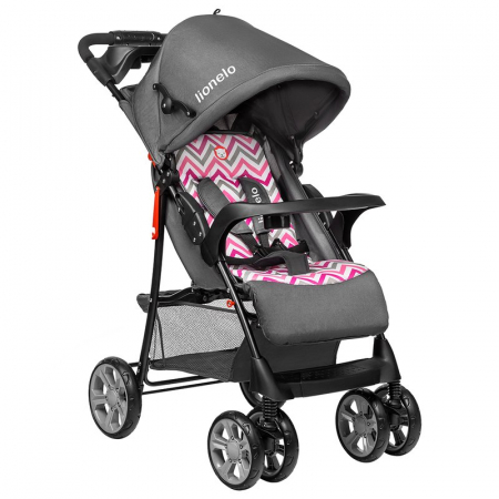 Carucioare sport - Carucior sport, Lionelo, Emma Plus, Cu tavita, 2 Suporturi pentru pahar, Geanta accesorii, Conform cu standardul european de securitate EN1888-1, Pink Scandi