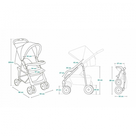 Carucior sport, Lionelo, Emma Plus, Cu tavita, 2 Suporturi pentru pahar, Geanta accesorii, Conform cu standardul european de securitate EN1888-1, Stone [39]