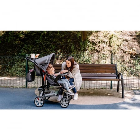 Carucior sport, Lionelo, Emma Plus, Cu tavita, 2 Suporturi pentru pahar, Geanta accesorii, Conform cu standardul european de securitate EN1888-1, Stone [33]