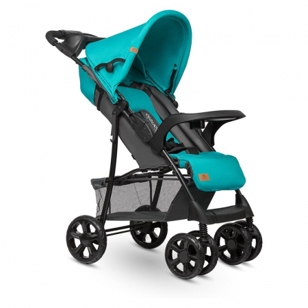 Carucior sport, Lionelo, Emma Plus, Cu tavita, 2 Suporturi pentru pahar, Geanta accesorii, Conform cu standardul european de securitate EN1888-1, Vivid Turquoise [4]