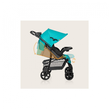 Carucior sport, Lionelo, Emma Plus, Cu tavita, 2 Suporturi pentru pahar, Geanta accesorii, Conform cu standardul european de securitate EN1888-1, Vivid Turquoise [24]