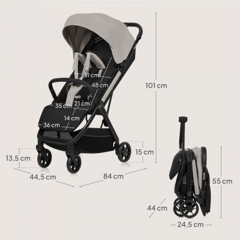 Carucior sport, Lionelo, Julie Air, Greutate redusa - 7.5 kg, Sustine 22 kg, 6 luni+, Capotina impermeabila, Protectie SPF 50+, Include suport sticla, Pliere compacta pentru calatorii, Conform cu EN18 [18]