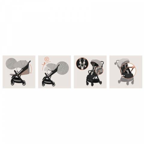 Carucior sport, Lionelo, Julie Air, Greutate redusa - 7.5 kg, Sustine 22 kg, 6 luni+, Capotina impermeabila, Protectie SPF 50+, Include suport sticla, Pliere compacta pentru calatorii, Conform cu EN18 [25]
