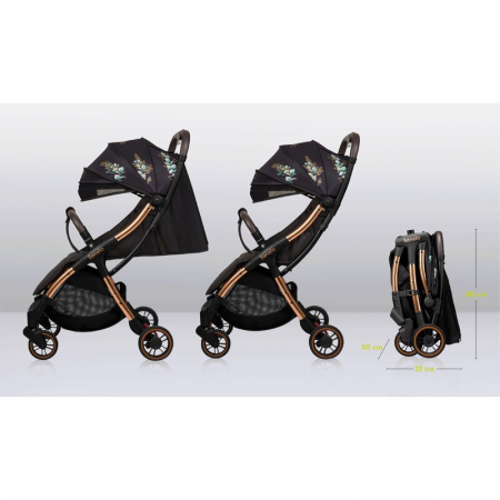 Carucior sport, Lionelo, Julie One, Editie limitata Golden Moments, De la nastere, Greutate redusa, Cu accesorii, Cadru din aluminiu, 0-22 kg, Pliere compacta pentru avion, Conform cu standardele euro [20]