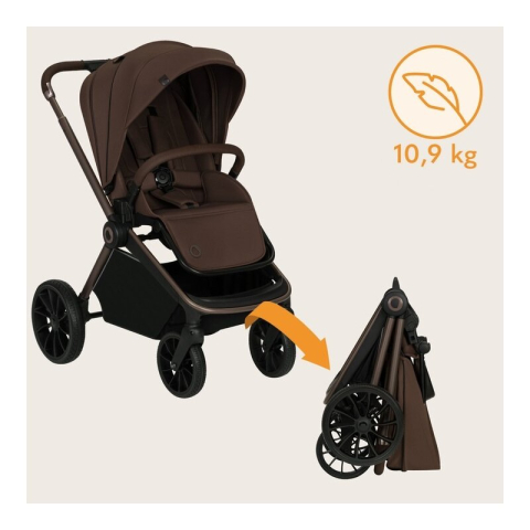 Carucior sport, Lionelo, Mika Plus, Cadru din aluminiu, Copertina XXL, Spatar reglabil in 3 pozitii, Cu accesorii, Pana la 22 kg, 6-48 luni; EN1888-1, EN1888-2 EN1466, Mocha Mousse [20]