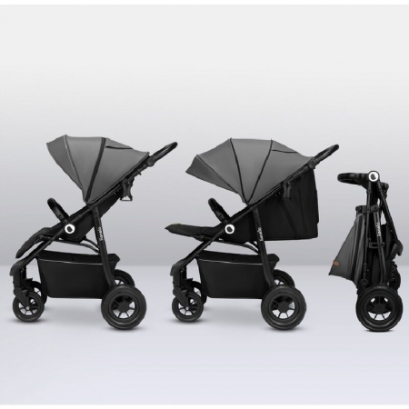 Carucior sport, Lionelo, Natt, De la nastere, Cu accesorii si capotina XXL reglabila, 0 - 22 kg, Conform cu standardele europene de securitate EN1888-1, EN1888-2, Gri [18]