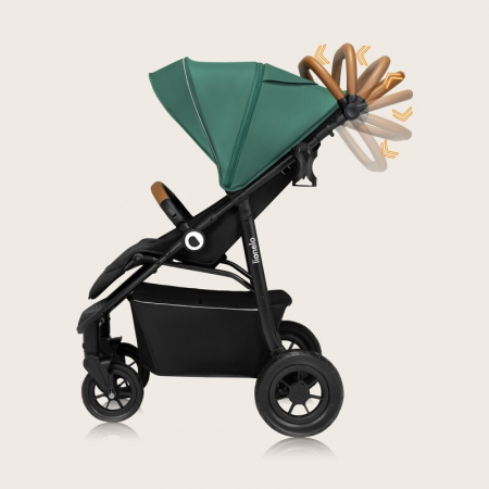 Carucior sport, Lionelo, Natt, De la nastere, Cu accesorii si capotina XXL reglabila, 0 - 22 kg, Conform cu standardele europene de securitate EN1888-1, EN1888-2, Verde [26]