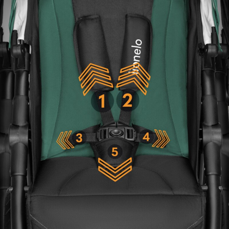 Carucior sport, Lionelo, Natt, De la nastere, Cu accesorii si capotina XXL reglabila, 0 - 22 kg, Conform cu standardele europene de securitate EN1888-1, EN1888-2, Verde [23]