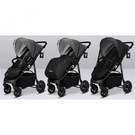 Carucior sport, Lionelo, Natt, De la nastere, Cu accesorii si capotina XXL reglabila, 0 - 22 kg, Conform cu standardele europene de securitate EN1888-1, EN1888-2, Negru Onyx [14]