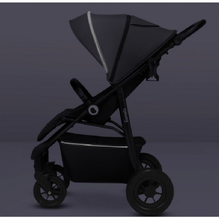Carucior sport, Lionelo, Natt, De la nastere, Cu accesorii si capotina XXL reglabila, 0 - 22 kg, Conform cu standardele europene de securitate EN1888-1, EN1888-2, Gri [21]