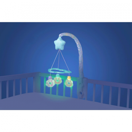Carusel muzical, Playgro, Cu stelute si norisori, Pana la 30 de minute de muzica linistitoare, Cu 3 moduri de functionare: lumina si muzica, doar lumina sau doar muzica, Astasabil la patut, Fara BPA,  [3]
