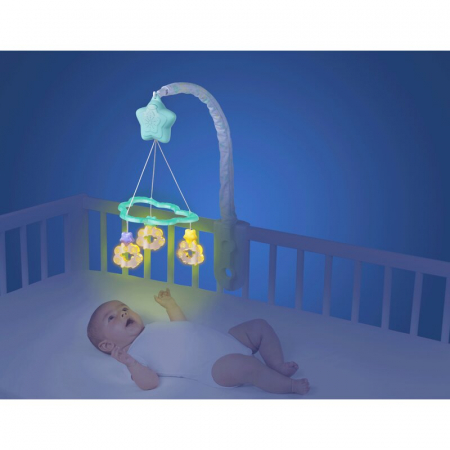 Carusel muzical, Playgro, Cu stelute si norisori, Pana la 30 de minute de muzica linistitoare, Cu 3 moduri de functionare: lumina si muzica, doar lumina sau doar muzica, Astasabil la patut, Fara BPA,  [5]
