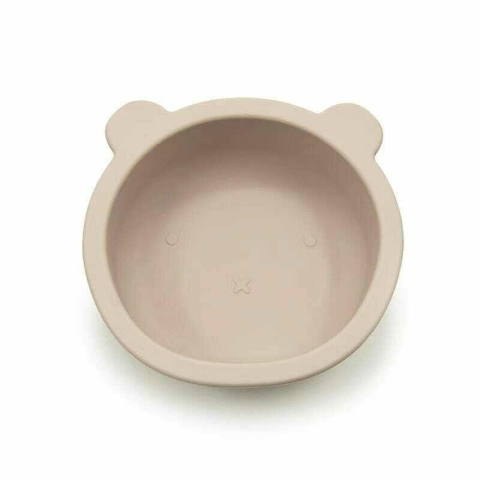 Alaptare si Hranire - Castron cu urechi de ursulet, Bocioland, Cu ventuze, Silicon, Fara BPA, 6-36 luni, Light Beige