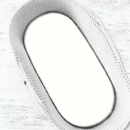 Mobilier si Lenjerie - Cearceaf cu elastic, MimiNu, Pentru landou, carucior si cosulet, 80x35 cm, Din Jerseu, Material certificat Oeko Tex Standard 100, Alb