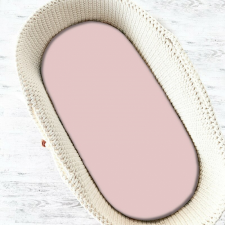 Mobilier si Lenjerie - Cearceaf cu elastic, MimiNu, Pentru landou, carucior si cosulet, Dimensiune 80x35 cm, Din bumbac certificat Oeko Tex Standard 100, Colectia Royal, Powder Pink