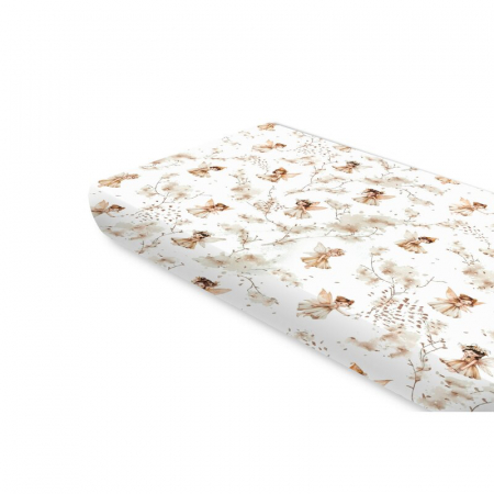 Mobilier si Lenjerie - Cearceaf cu elastic, MimiNu, Pentru pat 160x80 cm, Din bumbac certificat Oeko Tex Standard 100, Fairy