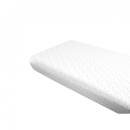 Mobilier si Lenjerie - Cearceaf cu elastic, MimiNu, Pentru pat 160x80 cm, Din bumbac certificat Oeko Tex Standard 100, Mini Gray Stars