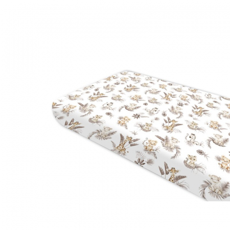 Mobilier si Lenjerie - Cearceaf cu elastic, MimiNu, Pentru pat 160X80 cm, Din bumbac certificat Oeko Tex Standard 100, Savanna
