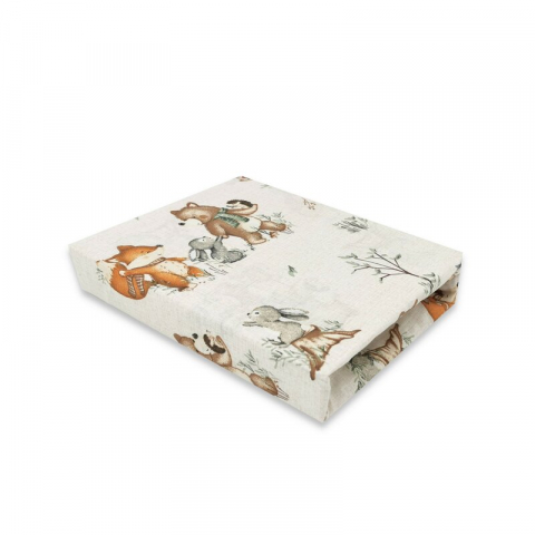 Mobilier si Lenjerie - Cearceaf cu elastic, MimiNu, Pentru patut 120X60 cm, Din bumbac certificat Oeko Tex Standard 100, Design, Time for fun