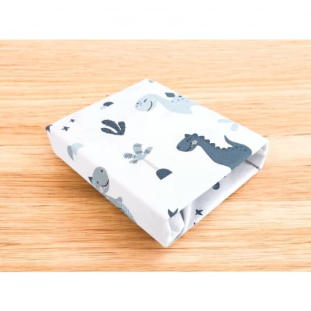 Cearceaf cu elastic, MimiNu, Pentru patut 120X60 cm, Din bumbac certificat Oeko Tex Standard 100, Dino Granat [1]
