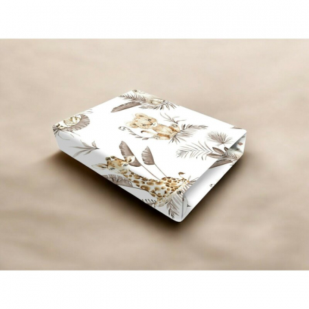 Cearceaf cu elastic, MimiNu, Pentru patut 120X60 cm, Din bumbac certificat Oeko Tex Standard 100, Savanna [1]