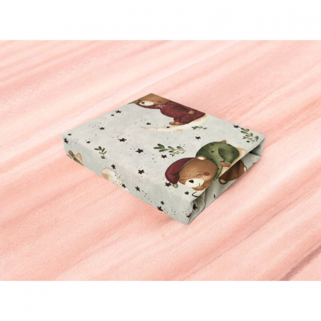 Cearceaf cu elastic, MimiNu, Pentru patut 140X70 cm, Din bumbac certificat Oeko Tex Standard 100, Teddy Bear On Moon [1]