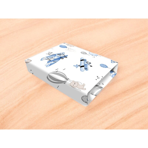 Cearceaf cu elastic, MimiNu, Pentru patut co-sleeper, Leonie, Dimensiune 83 x 50 cm, Din bumbac certificat Oeko Tex Standard 100, Blue Plane [1]