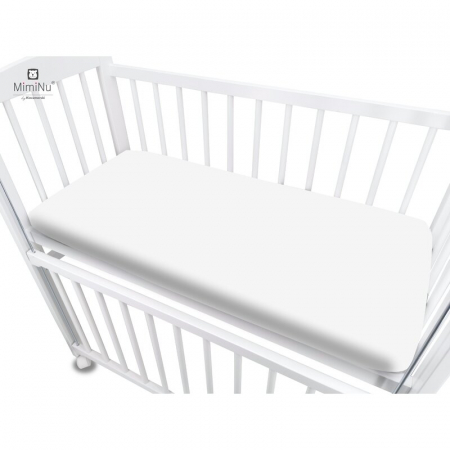 Cearceaf cu elastic, MimiNu, Pentru patut co-sleeper, Timon, Din bumbac jersey, Dimensiune 87 x 51 cm, Material certificat Oeko Tex Standard 100, White [1]