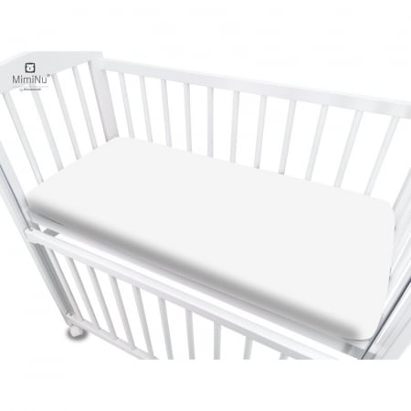 Cearceaf cu elastic, MimiNu, Pentru patut co-sleeper, Vera, Dimensiune 89 x 51 cm, Din bumbac jersey, Material certificat Oeko Tex Standard 100, White [2]