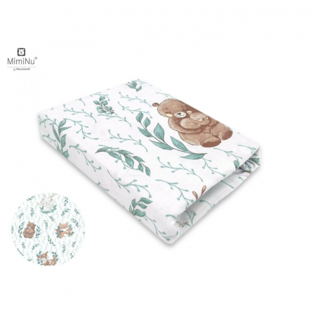 Cearceaf cu elastic, MimiNu, Pentru patut leagan sau patut co-sleeper, Dimensiune 90x40 cm, Din bumbac certificat Oeko Tex Standard 100, Lulu Natural [2]