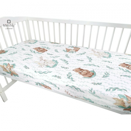 Cearceaf cu elastic, MimiNu, Pentru patut leagan sau patut co-sleeper, Dimensiune 90x40 cm, Din bumbac certificat Oeko Tex Standard 100, Lulu Natural [3]