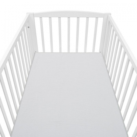 Cearceaf cu elastic, New Baby, Din muselina, Pentru patut 120x60 cm, Din bumbac, 90x150 cm, Certificat Oeko Tex Standard 100, Grey [3]