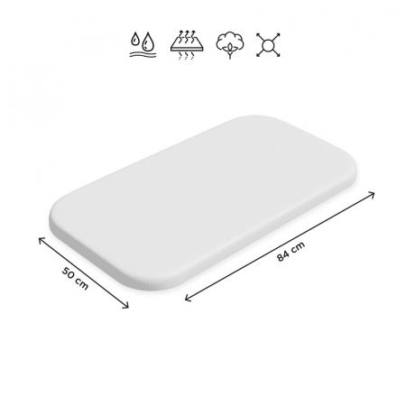 Mobilier si Lenjerie - Cearceaf cu elastic, Petite&Mars, Impermeabil, Pentru patut co-sleeper, Din bumbac, 84x50 cm, 0 luni+, Alb
