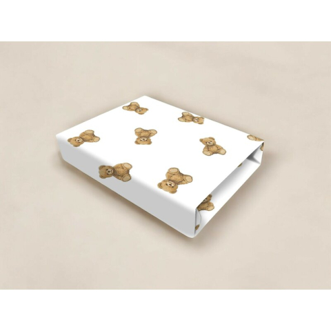 Cearceaf cu elastic, Qmini, Pentru patut 120X60 cm, Din bumbac certificat Oeko Tex Standard 100, Teddy Toys [1]
