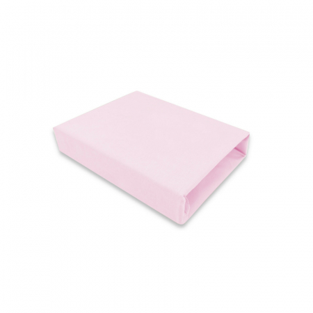 Mobilier si Lenjerie - Cearceaf cu elastic, Qmini, Pentru patut leagan sau patut co-sleeper, Dimensiune 90x40 cm, Din bumbac jersey, Material certificat Oeko Tex Standard 100, Pink