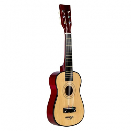 Jucarii si Jocuri - Chitara din lemn, Free2Play, Cu 6 corzi metalice, Dezvolta abilitatile motorii, Stimuleaza auzul si atentia auditiva, 59 cm, 3 ani+, Brown