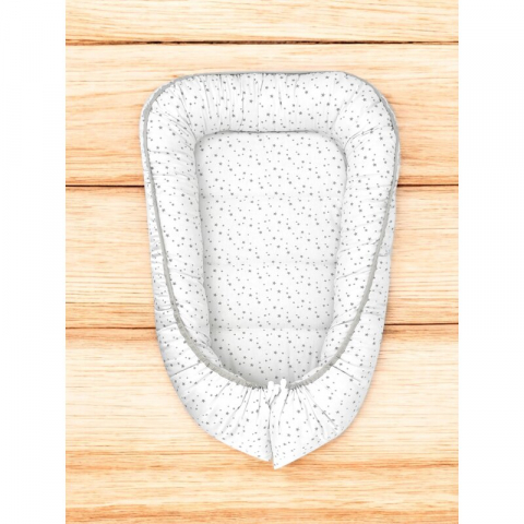 Cosulet bebelus, MimiNu, Pentru dormit, Baby Cocoon 75x55 cm, Husa 100% bumbac, Din bumbac certificat Oeko Tex Standard 100, Mini Gray Stars [1]