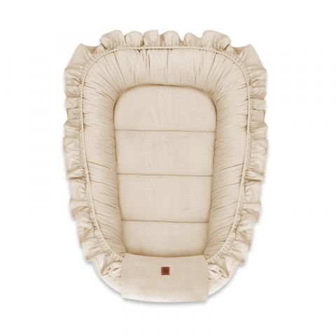 Mobilier si Lenjerie - Cosulet bebelus, MimiNu, Pentru dormit, Baby Nest 55 x 75 cm, Cu Volanase, Din catifea, Nugat