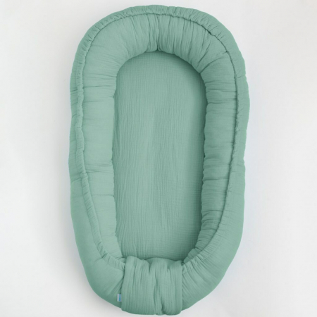 Cosulet bebelus, New Baby, Pentru dormit, Baby Nest 80 x 50 cm, Din muselina, Din materiale certificate Oeko Tex Standard 100, Green [2]