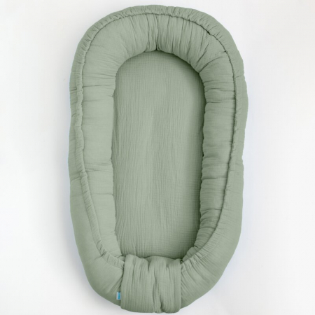 Cosulet bebelus, New Baby, Pentru dormit, Baby Nest 80 x 50 cm, Din muselina, Din materiale certificate Oeko Tex Standard 100, Salvia [3]