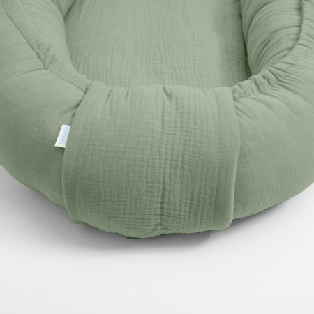 Cosulet bebelus, New Baby, Pentru dormit, Baby Nest 80 x 50 cm, Din muselina, Din materiale certificate Oeko Tex Standard 100, Salvia [4]