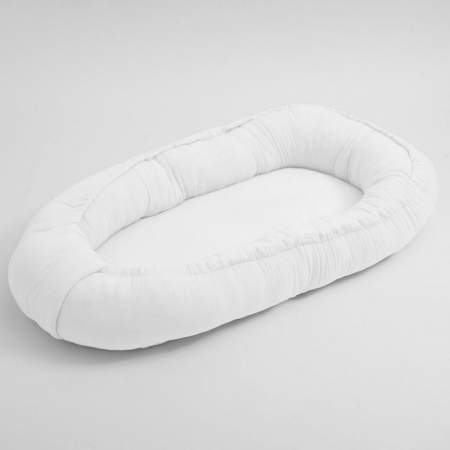 Mobilier si Lenjerie - Cosulet bebelus, New Baby, Pentru dormit, Baby Nest 80 x 50 cm, Din muselina, Din materiale certificate Oeko Tex Standard 100, White