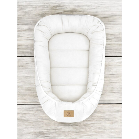 Cosulet bebelus, Qmini, Pentru dormit, Baby Nest 55 x 75 cm, Husa 100% muselina dubla, Material certificat Oeko Tex Standard 100, Cream [1]