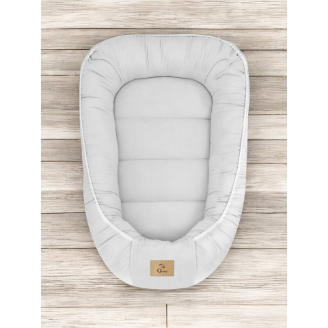 Cosulet bebelus, Qmini, Pentru dormit, Baby Nest 55 x 75 cm, Husa 100% muselina dubla, Material certificat Oeko Tex Standard 100, Gray [1]