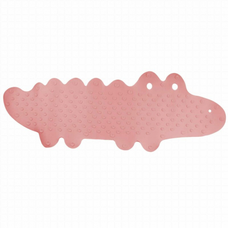 Covoras de baie, Bocioland, Antiderapant, Cu ventuze, Silicon, 33 x 90 cm, Crocodile Pink [2]