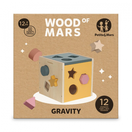 Cub de activitati, Petite&Mars, Gravity Wood of Mars, Cu 12 piese, 12 luni+, Multicolor [8]
