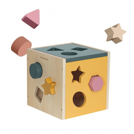 Jucarii si Jocuri - Cub de activitati, Petite&Mars, Gravity Wood of Mars, Cu 12 piese, 12 luni+, Multicolor