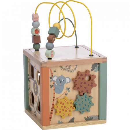 Cub mare de activitati, Free2Play, Safari, Pentru copii, Din lemn, Cu sortator de forme, Abac si alte activitati, Conform cu standardele europene EN71-1;2018, EN71-2:2020, EN71-3:2021 [2]