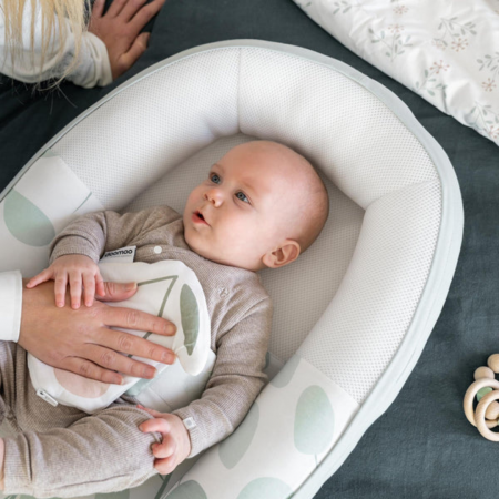 Doomoo - Baby Nest din bumbac organic Cocoon Leaves Aqua Green [4]
