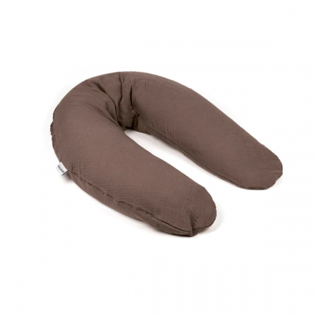 Pentru Mama - Doomoo - Perna mare 3 in 1 Comfy Big Tetra Chocolate din bumbac organic: perna gravide, suport pentru hranire, suport pentru bebe
